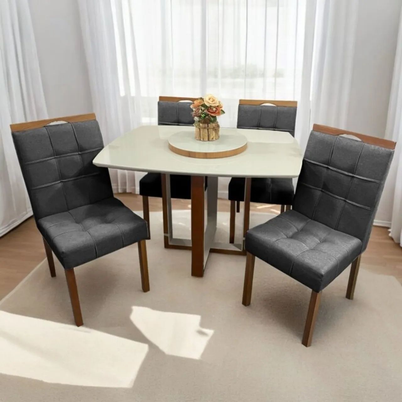 Mesa de Jantar 120×90 com 4 Cadeiras Sara tt32 - Foto 3