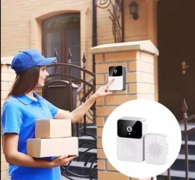 Campainha com câmera de vídeo porteiro sem fio wi-fi vê pelo celular - Foto 5