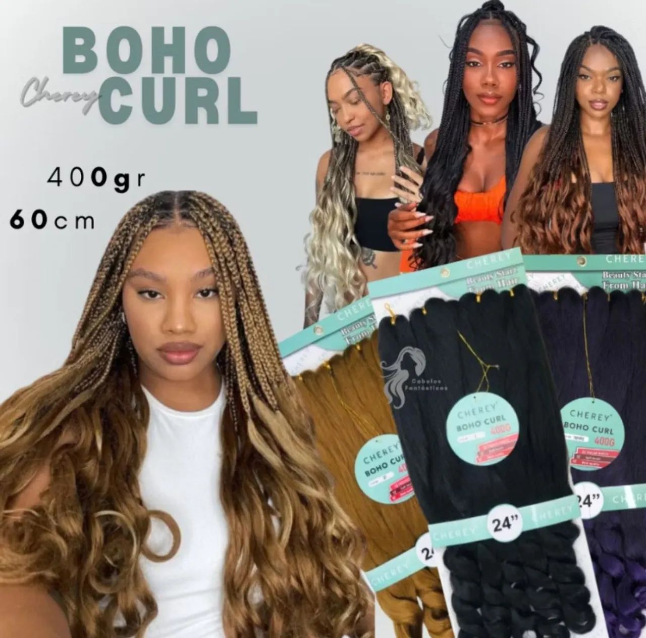 Cabelo Sintético Boho Curl 400gr 60cm