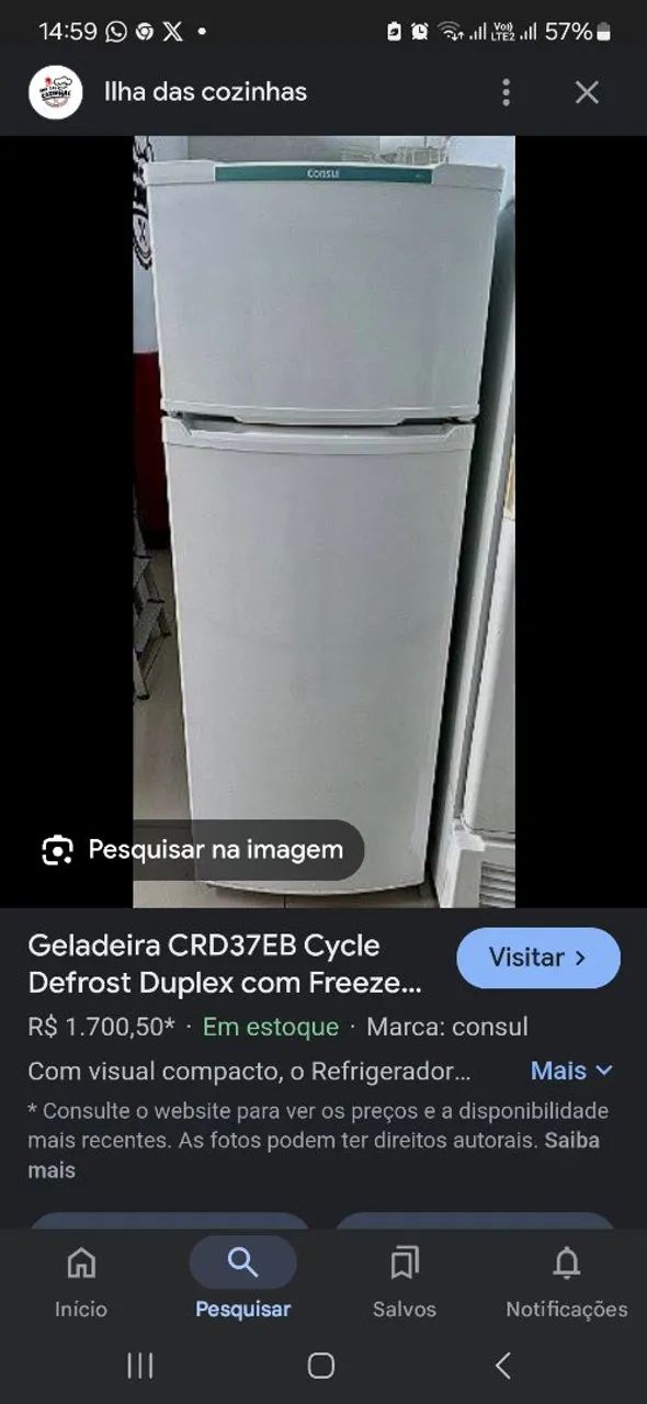 Geladeira Consul CRD37EB Cycle Defrost Duplex com Freeze
