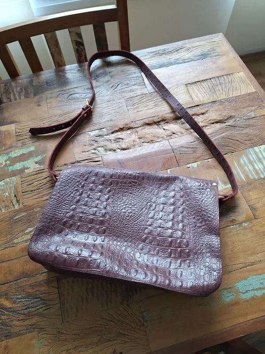 Bolsa couro legítimo Croco  - Foto 2