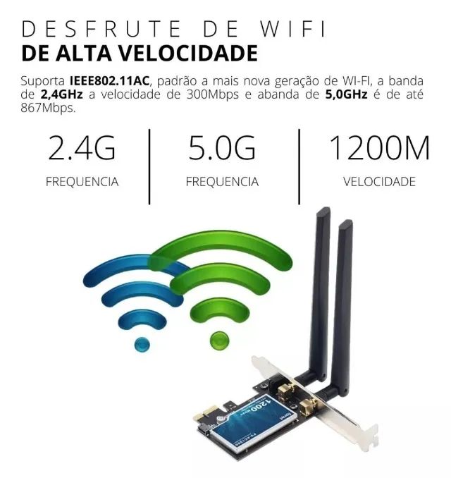 Fenvi Placa Wifi 1200mbps 2.4/5ghz Com Bluetooth 4.0 - Foto 2
