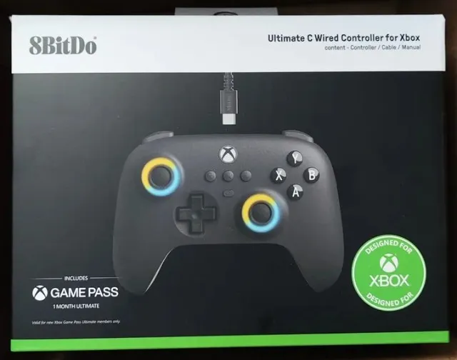 Controle 8bitdo Ultimate C Com Fio Para Xbox/PC - Rgb Hall Effect. Novo Lacrado. Troco
