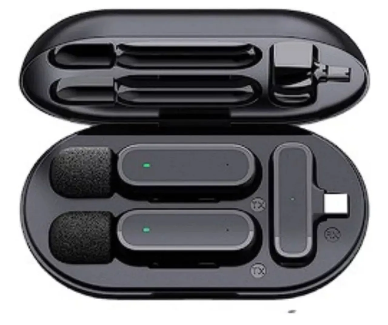 Microfone Duplo Lapela Sem Fio K61 Compativel Android Tipo-c<br>