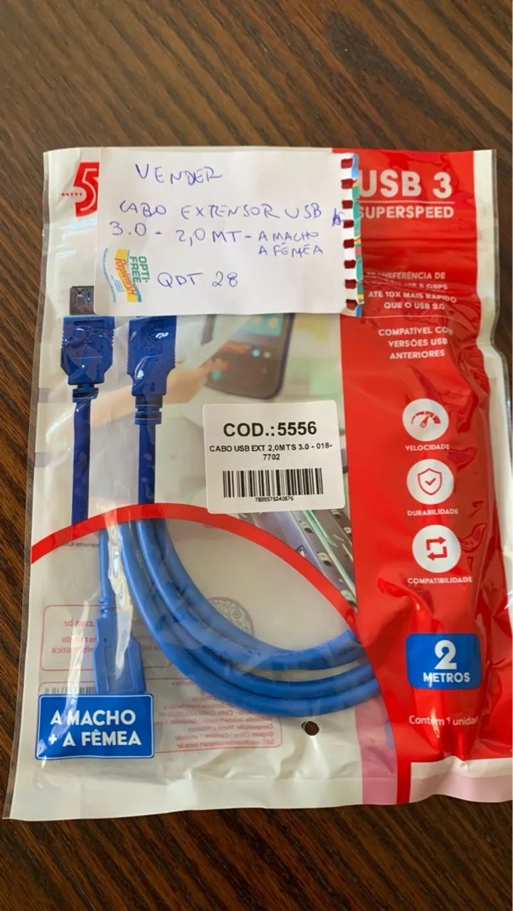 Cabo USB Extensor 3.0 Macho x Fêmea 2 Metros - Foto 2
