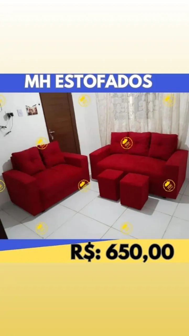 Sofá 3 e 2 lugares + 2 puffs - Foto 4