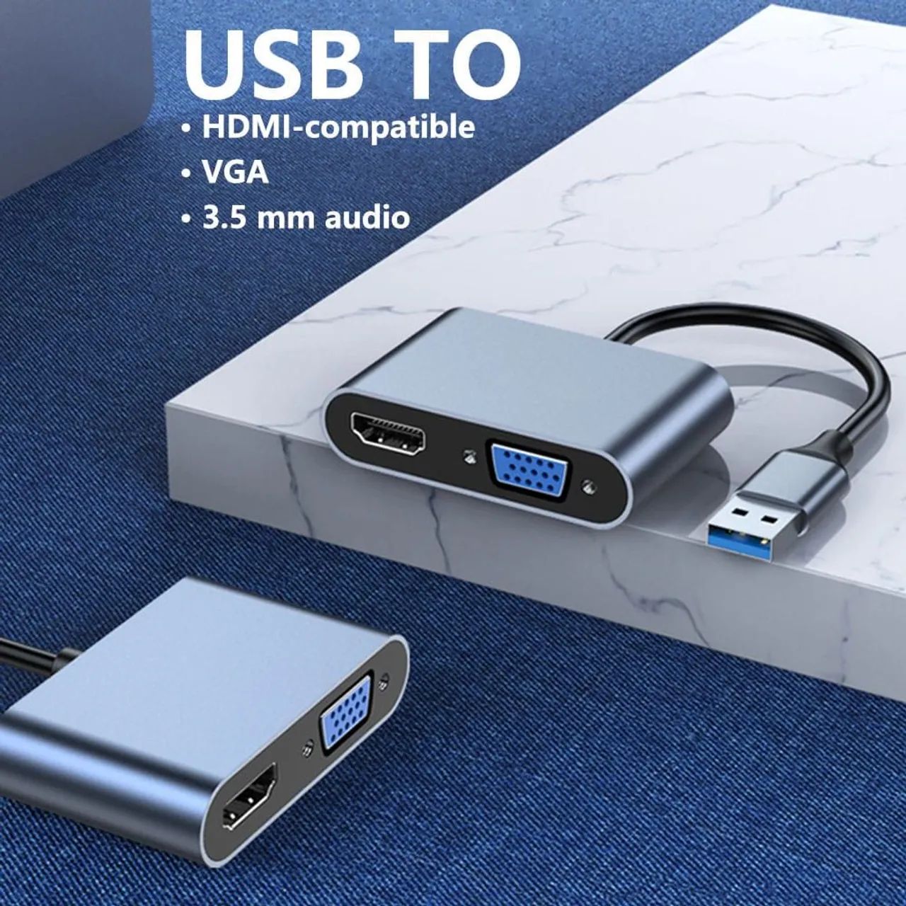 Adaptador USB para VGA e HDMI com áudio  - Foto 5