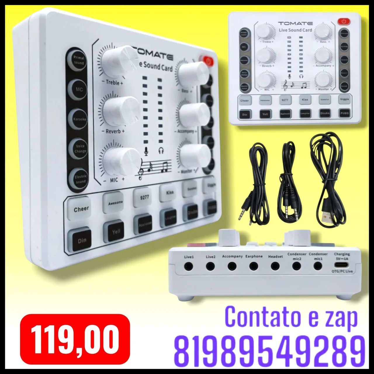 Mini Mixer De Mudança De Voz Com Múltiplos Efeitos De