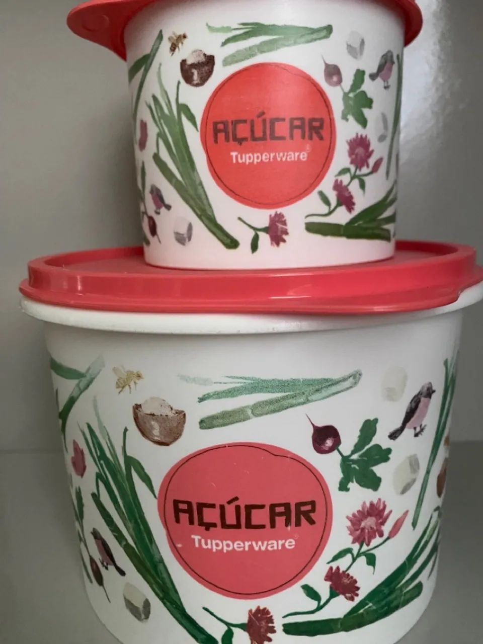 2 Tupperware Floral Açúcar 1,4 kg e 500 ml