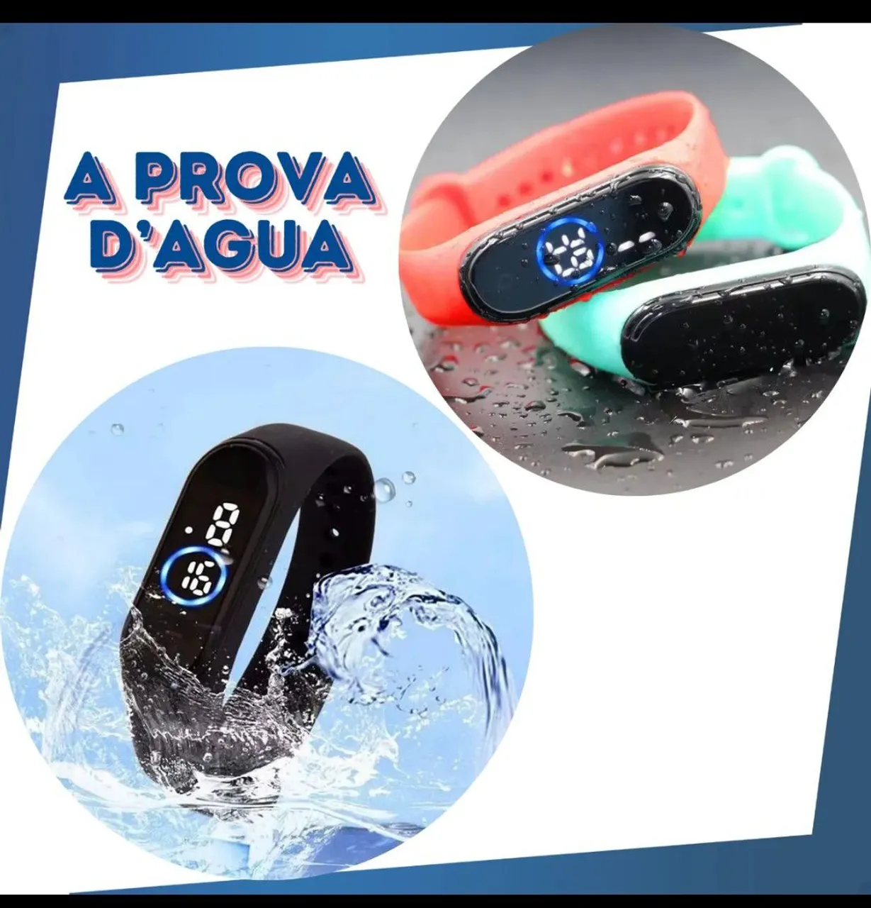 Relógio digital led aprova d'água