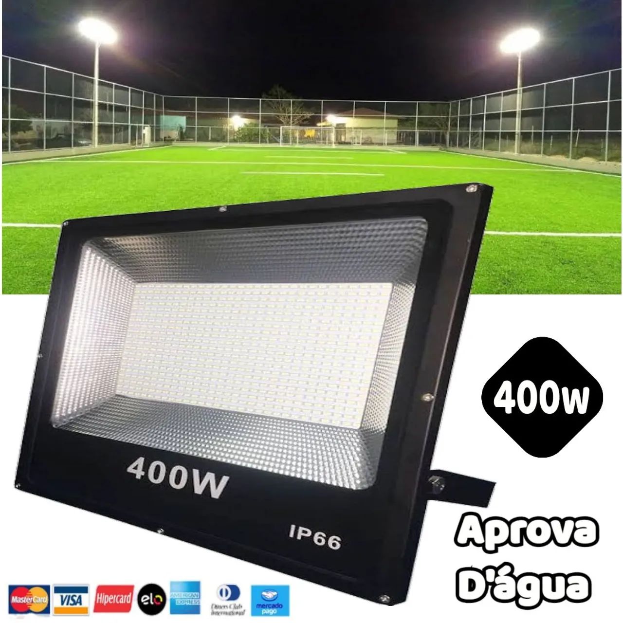 Refletor LED 400W IP66 - Resistente Grande (Garantia 3meses)