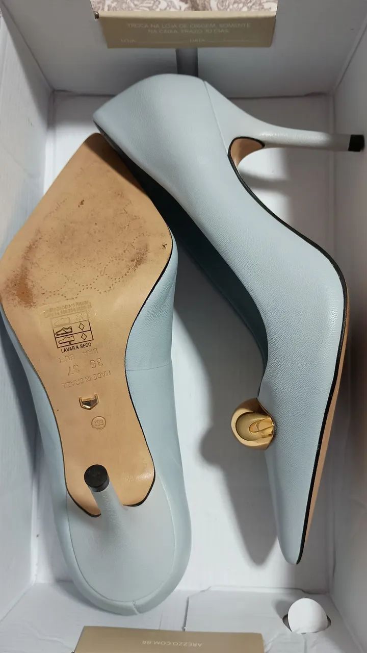 Kit Arezzo: Scarpin e Bolsa Azul Claro - Foto 3