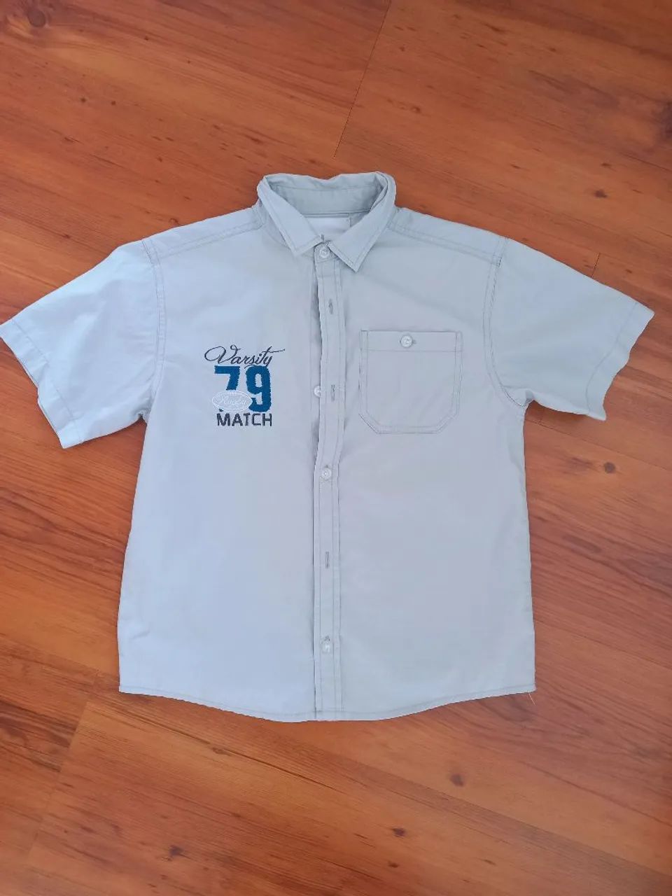 Camisa Milon manga curta Cinza Claro - Tamanho 8