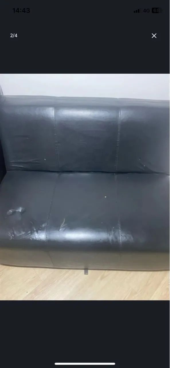 DOAÇÃO - Sofá cama de Couro 2 Lugares - Ótimo estado!