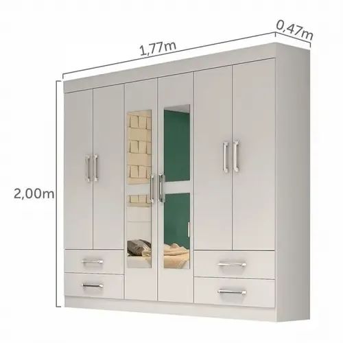 Guarda Roupa Hercules com 6 Portas 4 Gavetas e Espelho - Foto 4