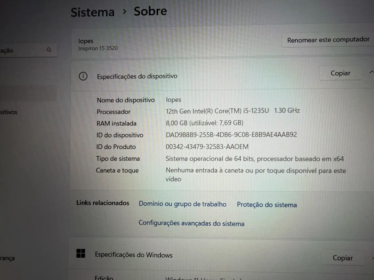 Notebook Dell inspiron 15 3520 i5 12ª zero sem detalhes  - Foto 3