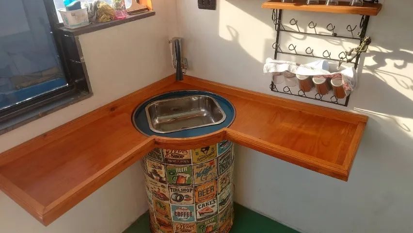 Pia de barril com bancada de pinus  - Foto 5