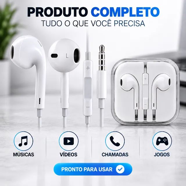 Fone de Ouvido P2 com Microfone + Controle e Estojo - Foto 2
