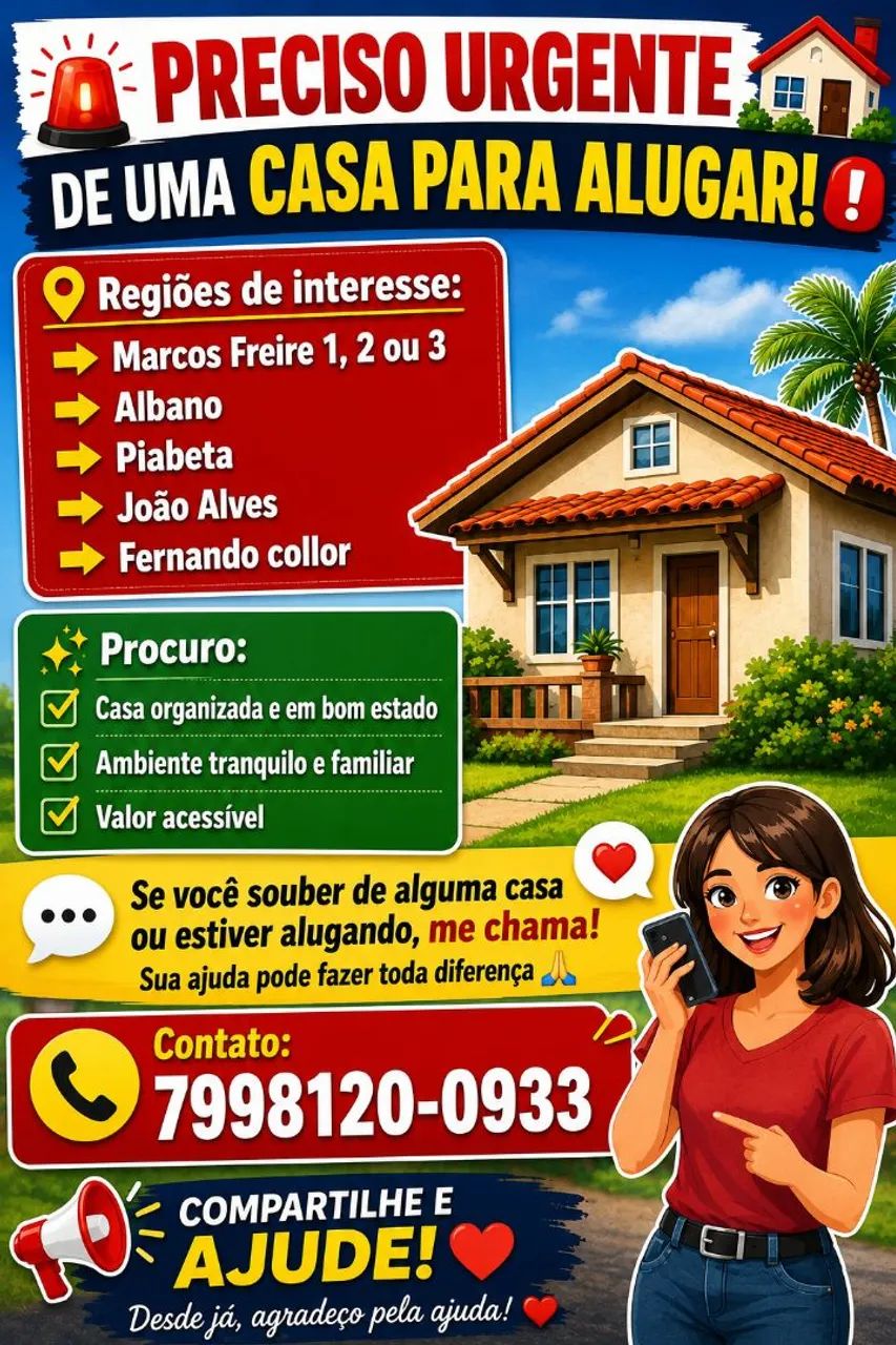 Estou a procura de uma casa com urgência 