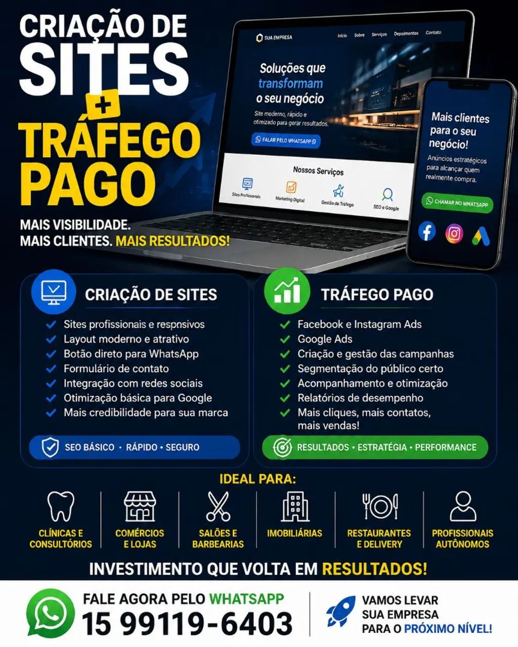 CRIAÇÃO DE SITES PROFISSIONAIS E TRÁFEGO PAGO