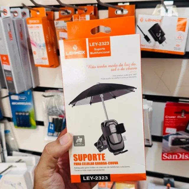 Suporte de Celular ajustável - Mini Guarda-Chuva para moto e bike - Foto 3