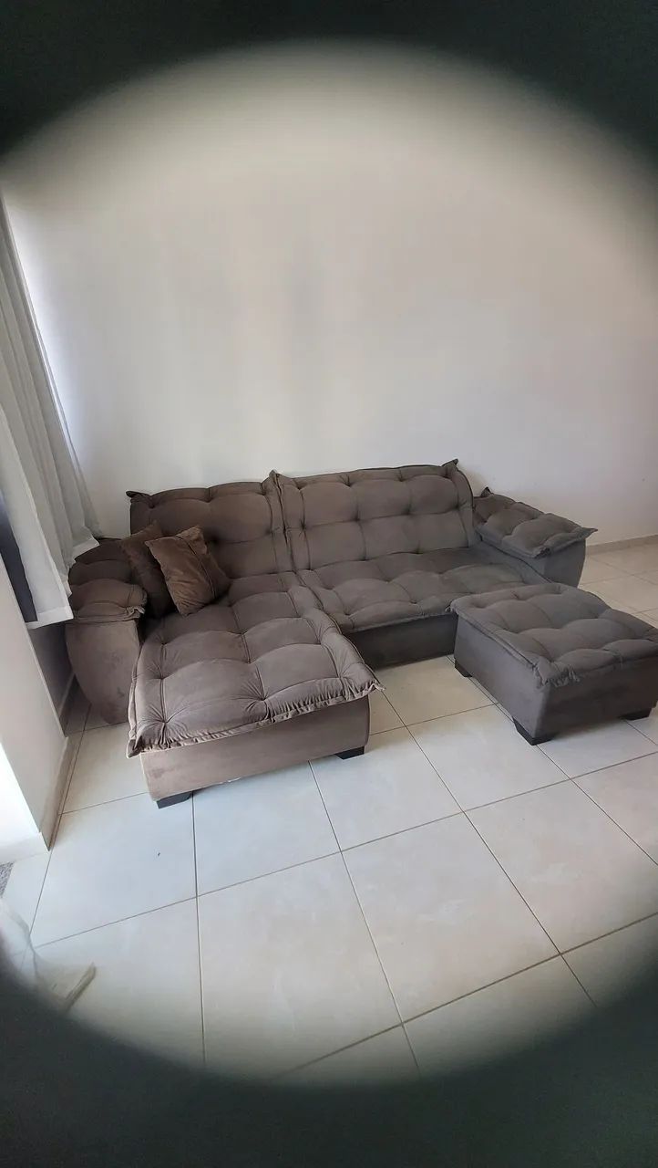 sofá modular de canto com puff