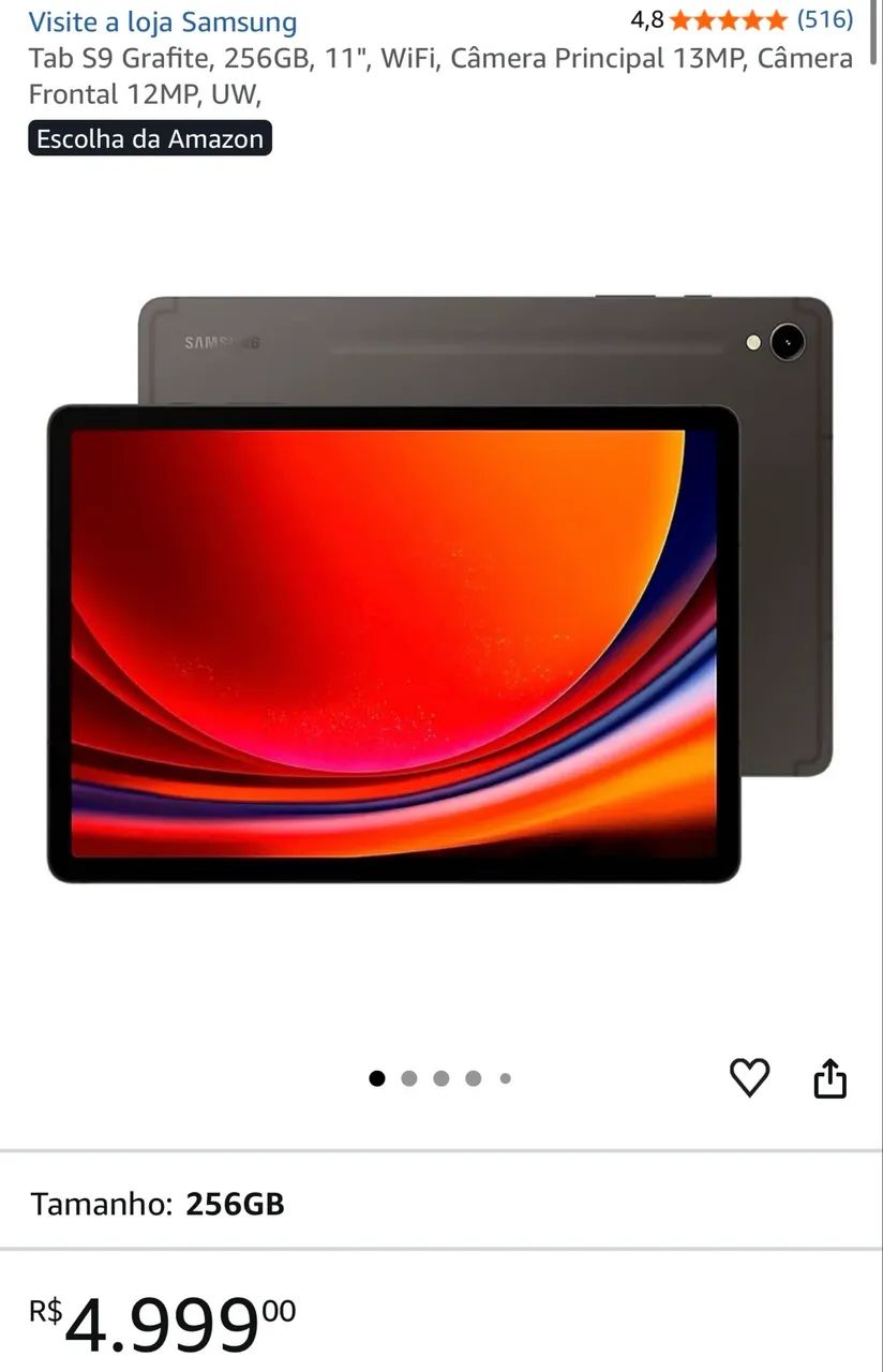 Tablet Samsung S9 Grafite, 256GB, 11", ", WiFi com teclado - Foto 3