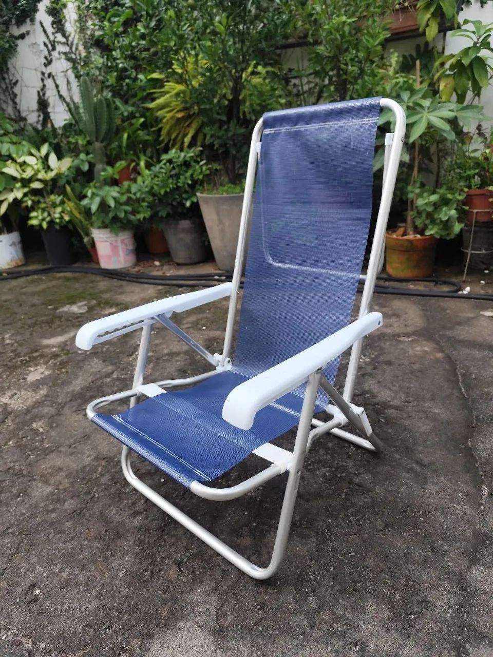 Cadeira de praia azul MOR reclinável 8 posições