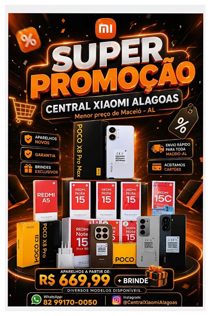 XIAOMI POCO X8 PRO E PRO MAX 5G, REDMI NOTE 15 5G E DIVERSOS MODELOS 