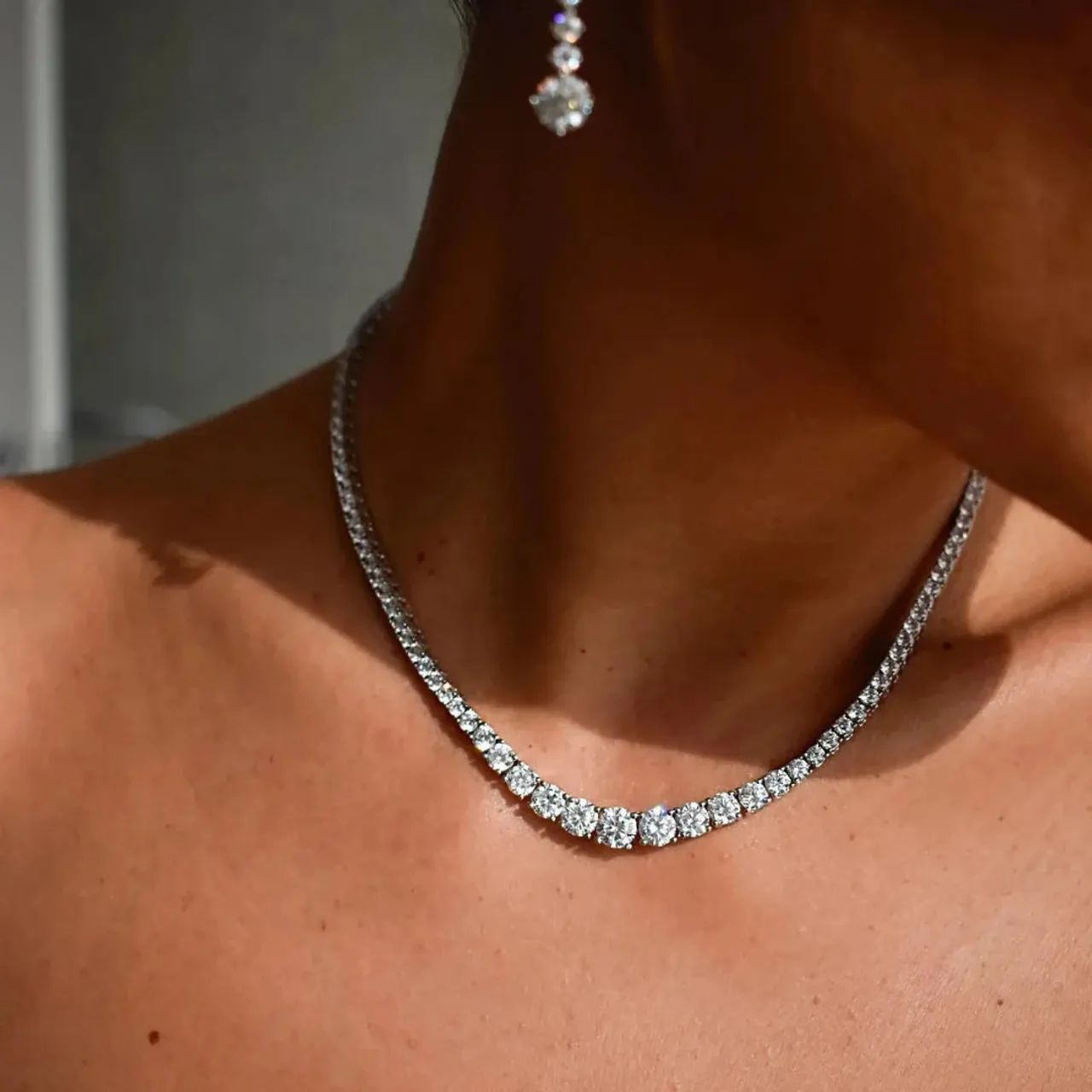 Colar Riviera em Moissanites em Ouro 18k 