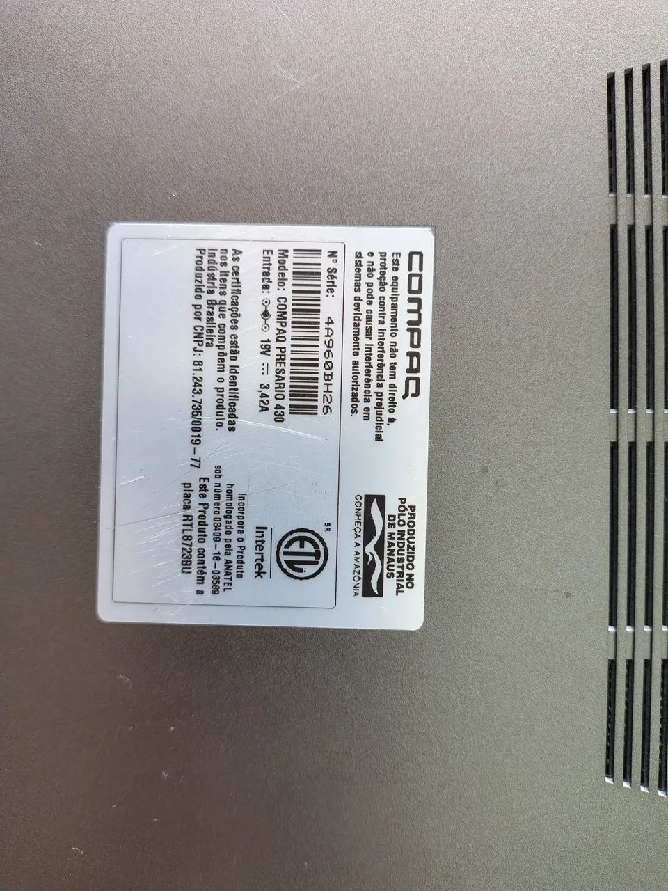 Notebook Compaq Presario 430 (Sucata) - Foto 3