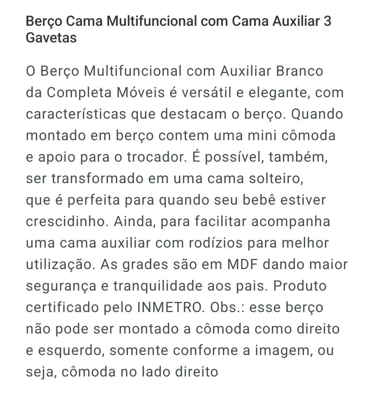 Berço Multifuncional com 3 gavetas e cama auxiliar  - Foto 4