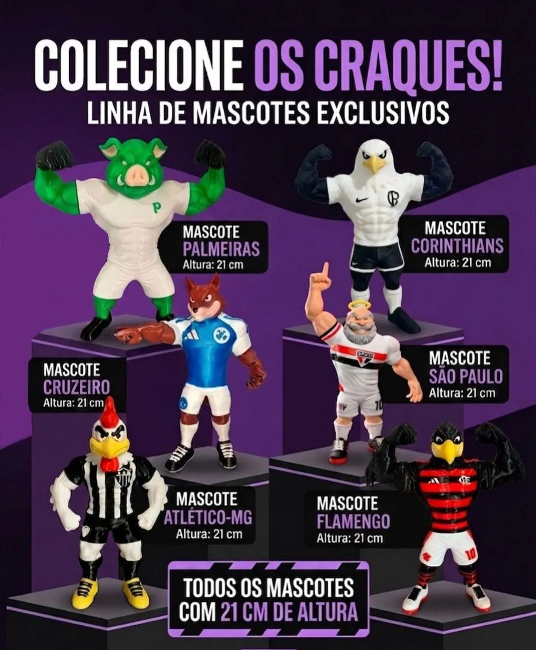 Mascotes Times - 21cm - Peças Exclusivas - Pronta Entrega 