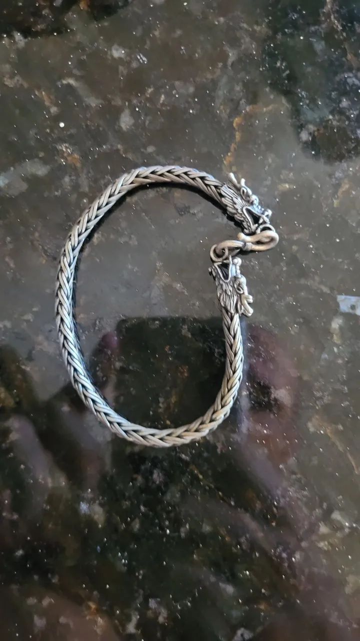 Pulseira  de prata 925 cabeça de dragao - Foto 2