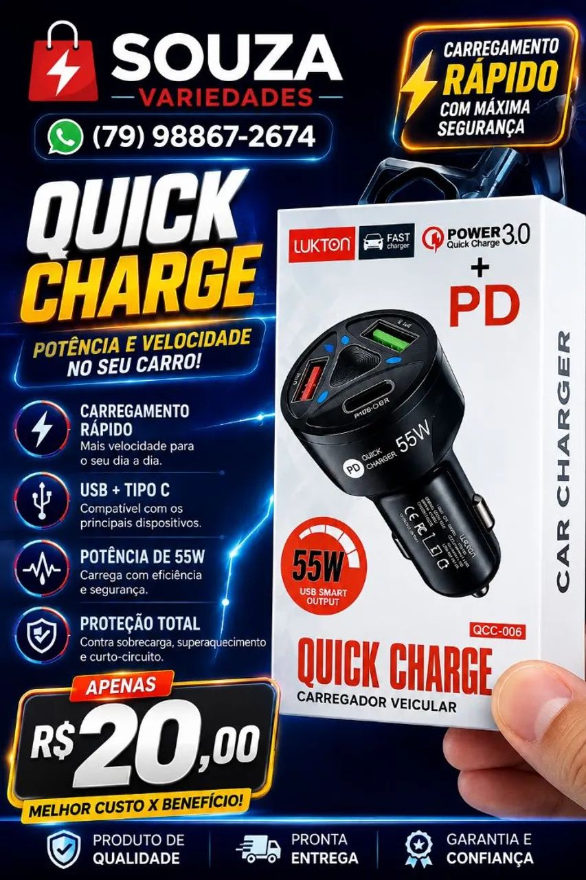 Fonte de Carregador Veicular para Celular 