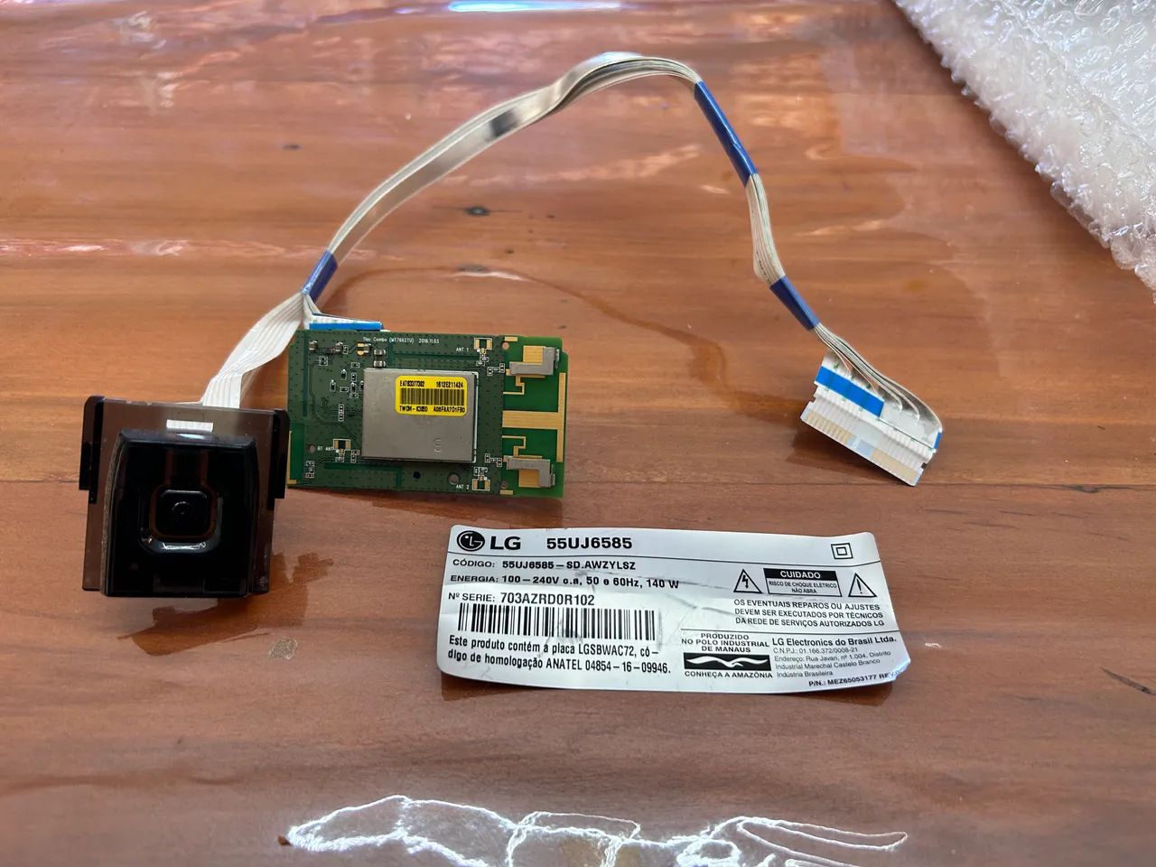 Kit Módulo Wi-Fi LGSBWAC72 + Sensor IR EBR * + Cabo Flat LG 55UJ6585 Original