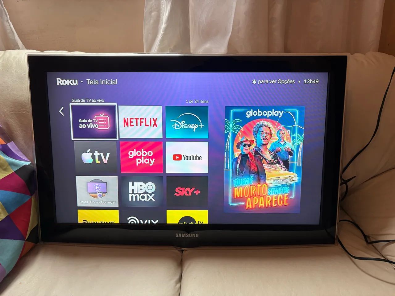 Tv Samsung 32P+Roku Smart entrego aceito cartão  - Foto 3