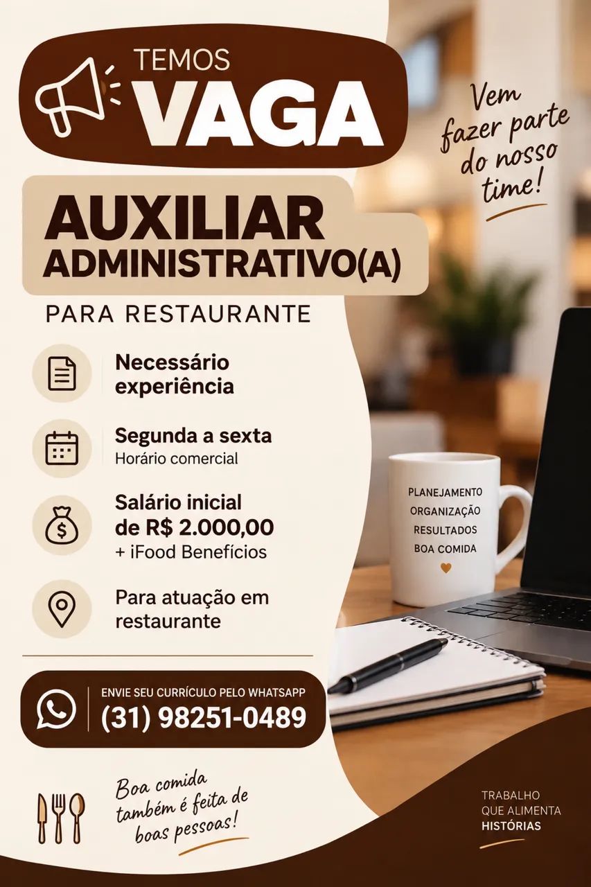 Auxiliar administrativo para restaurante 