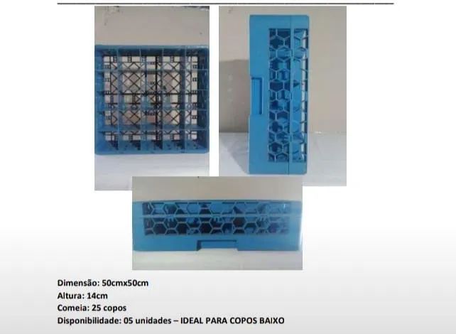 Rack plástico reforçado para transporte de copos 