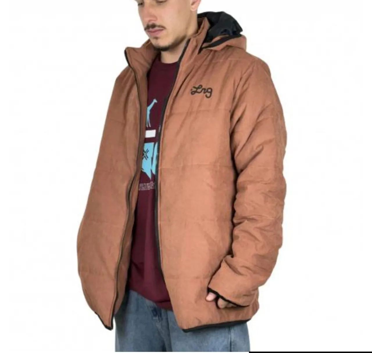 Jaqueta Lrg Lifted Script Puffer Marrom GG - Foto 2