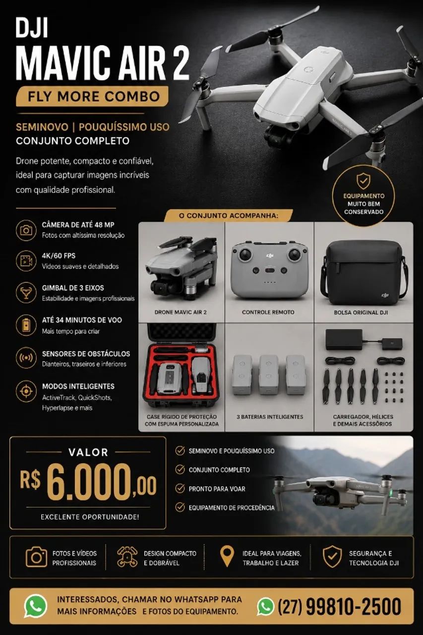  DRONE DJI MAVIC AIR 2 | FLY MORE COMBO + CASE RÍGIDO