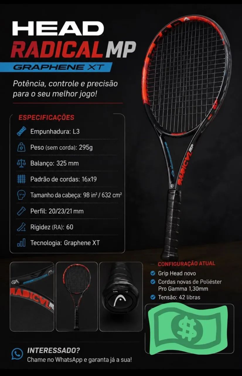 Raquete Head Radical MP Graphene XT - Esportes de Quadra e Ao Ar