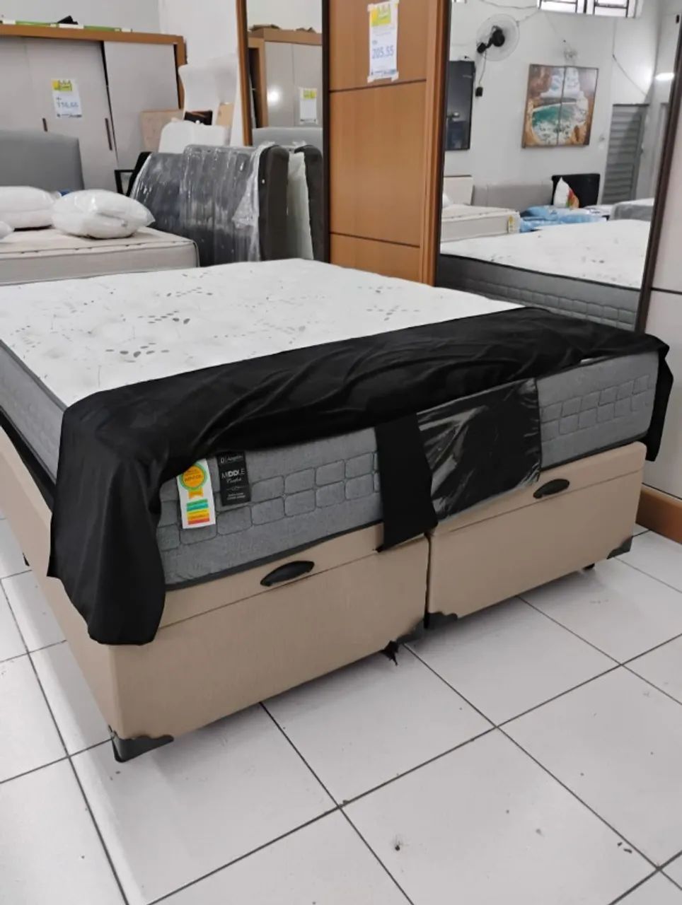 Cama box queen x base box baú