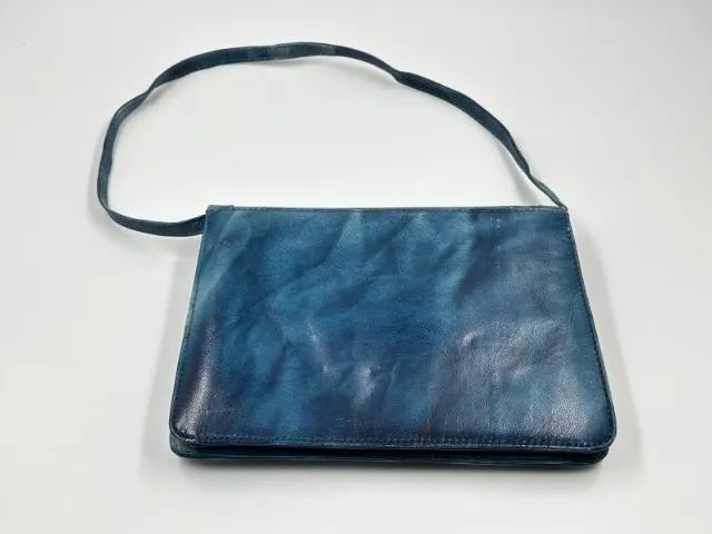 Bolsa Tipo Carteira De Couro Claudina Azul - Foto 3