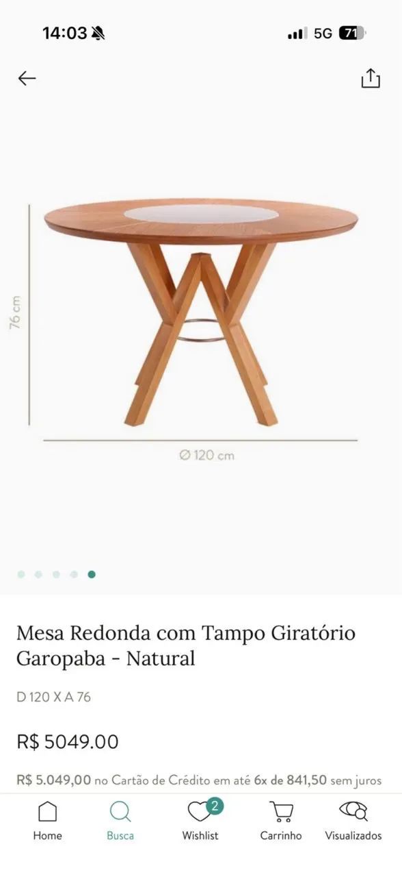 Mesa Redonda com Tampo Giratório  - Foto 3