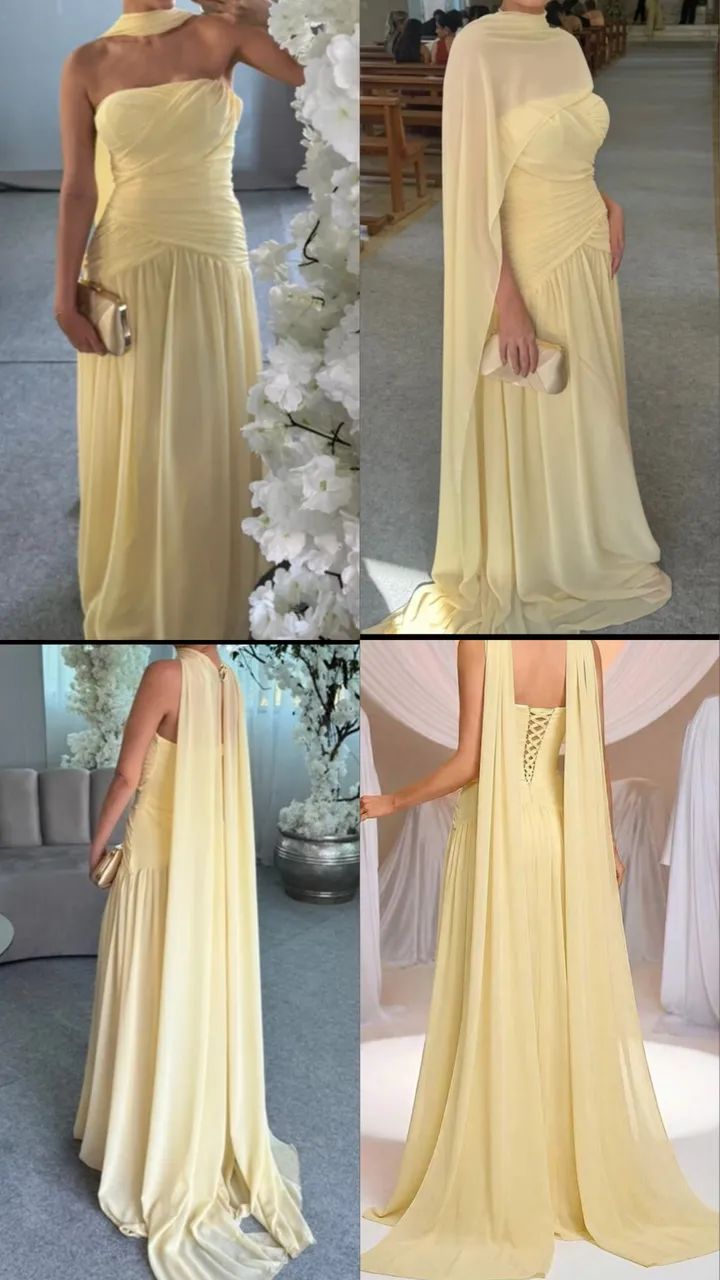 Vestido de festa amarelo manteiga  - Foto 4