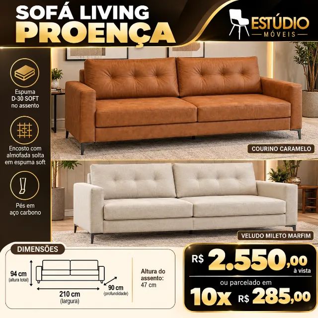 Sofá Fixo no courino 2 metros - Foto 3