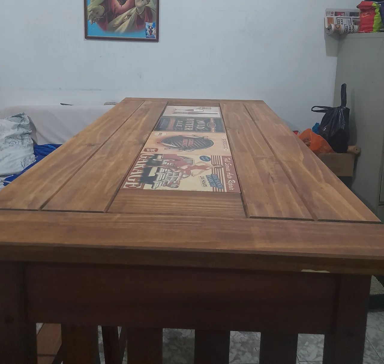 Mesa madeira maciça com 4 Bancos   - Foto 2