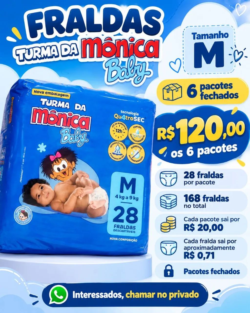Fraldas turma da Monica - M 