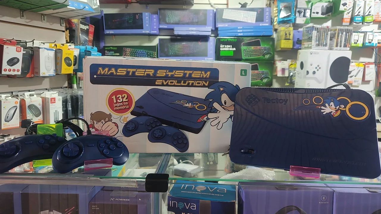 console Master System Evolution 132 jogos + 2 controles 